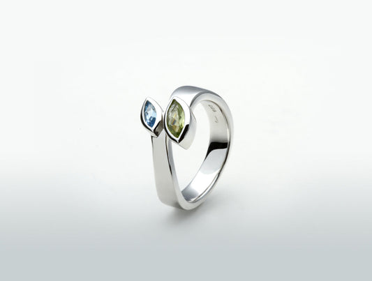 Marquise Gemstone Ring R3959 - R3959 Peridot & Blue Topaz - Ring