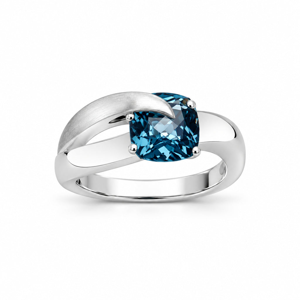 Amethyst and Blue Topaz ring in sterling silver, style R5825 - view 2