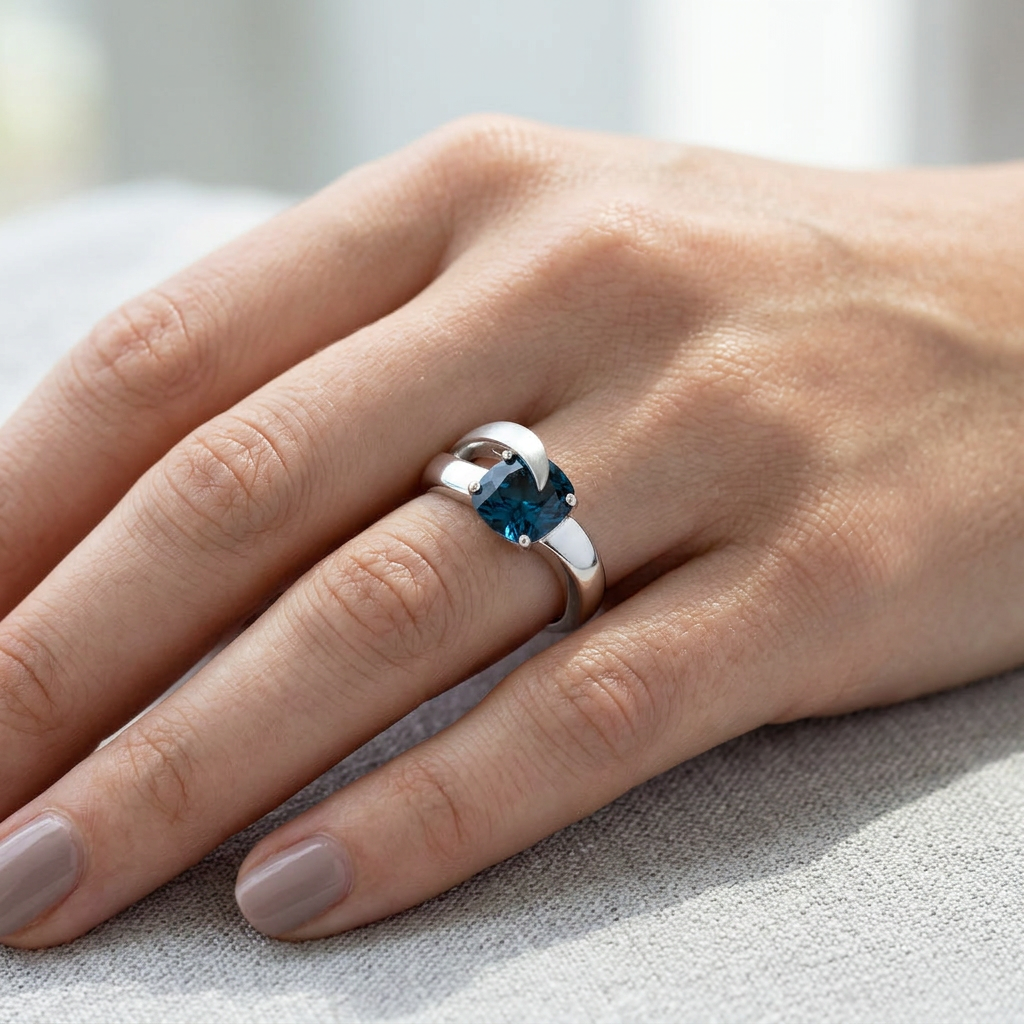 Faceted Cushion Cut Gemstone Ring in 925 Sterling Silver | R5825