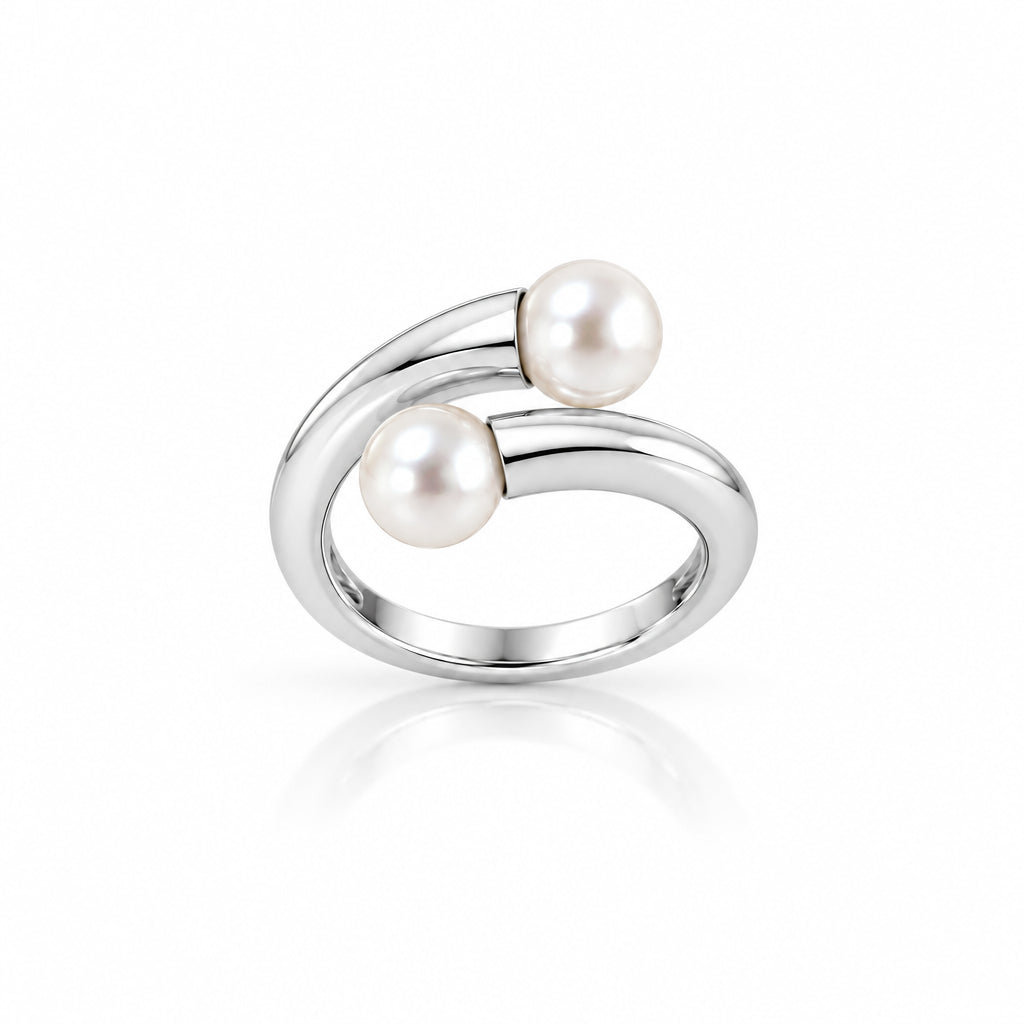 Pearl ring in sterling silver, style R22753