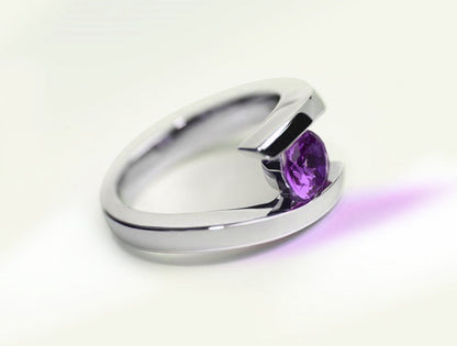 Amethyst and Blue Topaz ring in sterling silver, style R3266 - view 3