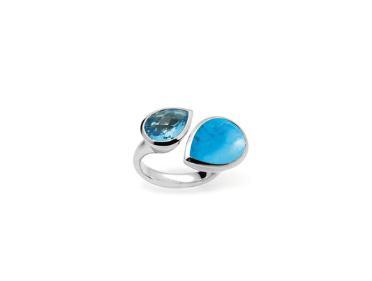 Amethyst and Citrine ring in sterling silver, style R6588 - view 3