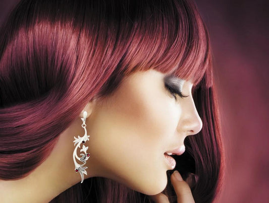 Garnet and Iolite earrings in sterling silver, style E9305