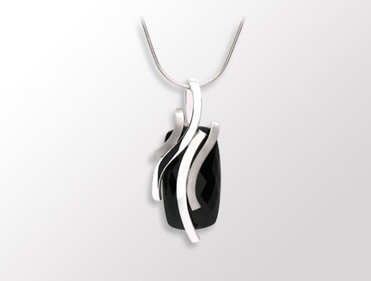 Black Onyx pendant in sterling silver by Joryel Vera, style P7341