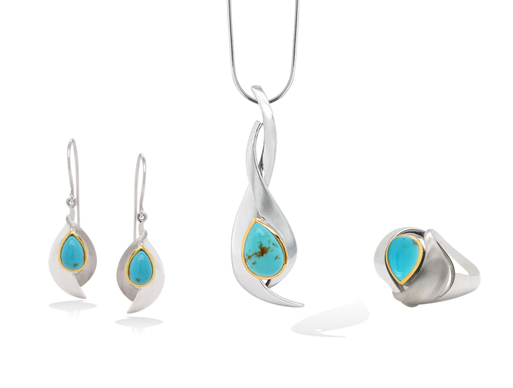 London Blue Topaz and Sky Blue Topaz jewelry set in sterling silver, style SET416 - view 4