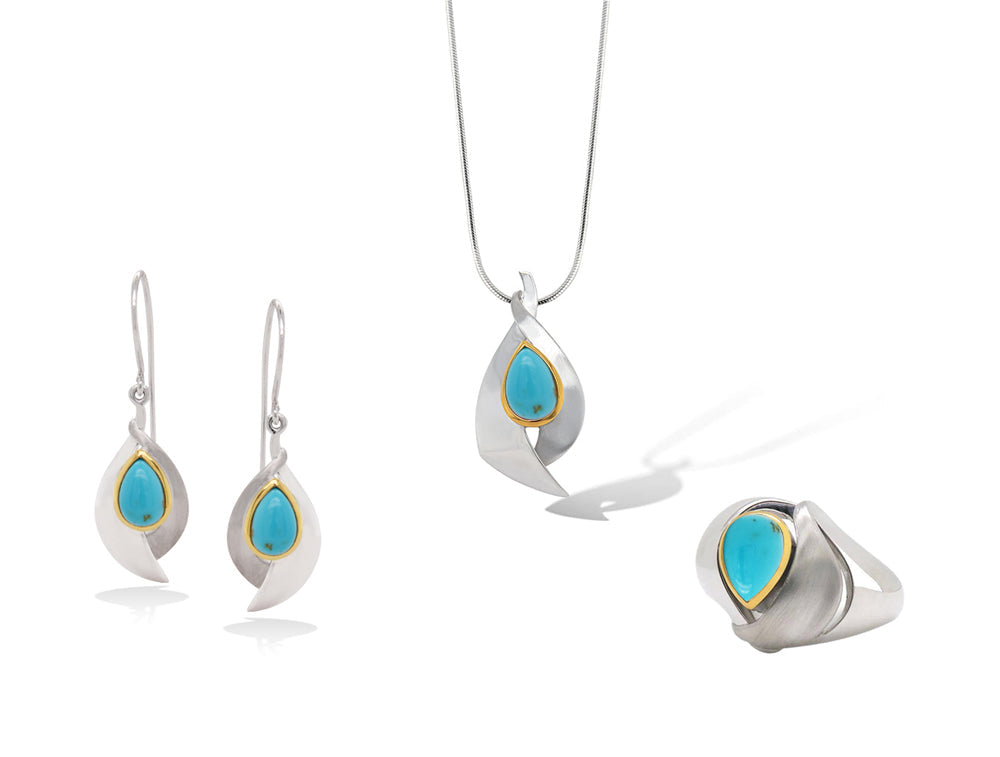 London Blue Topaz and Sky Blue Topaz jewelry set in sterling silver, style SET416 - view 2
