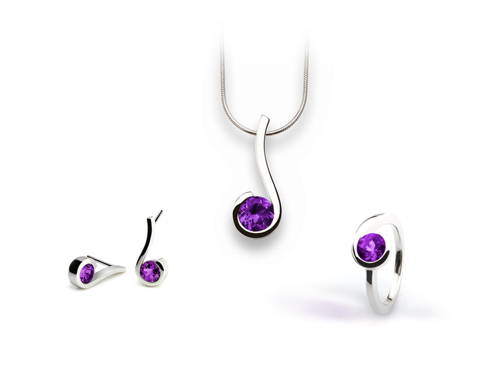 Amethyst and Peridot jewelry set in sterling silver - view 3