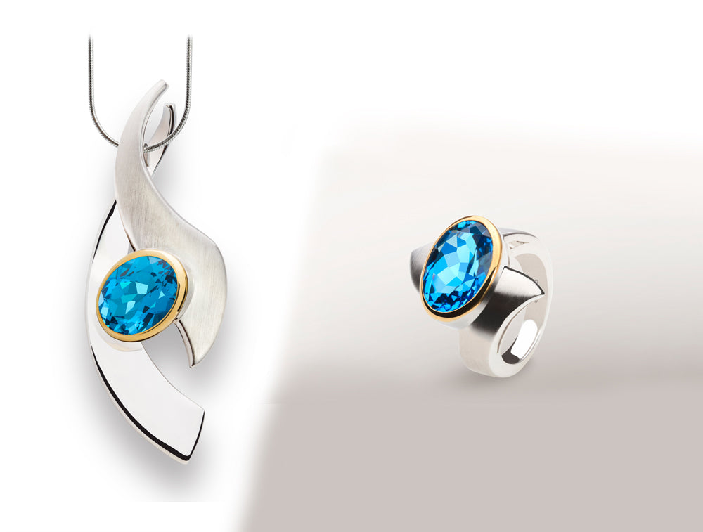 Amethyst and Blue Topaz jewelry set in sterling silver