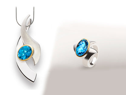 Amethyst and Blue Topaz jewelry set in sterling silver