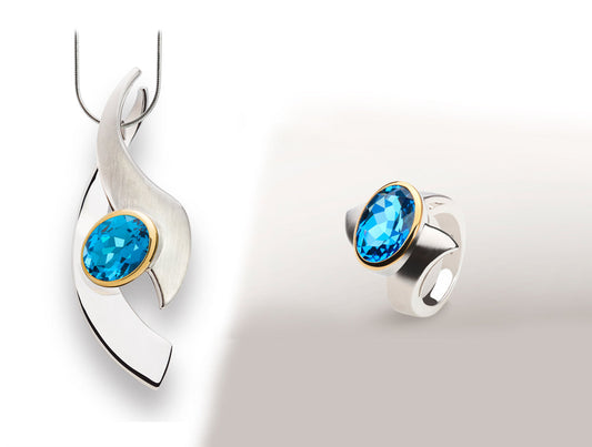 Amethyst and Blue Topaz jewelry set in sterling silver