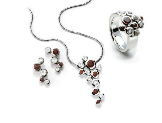 Set 92 Bubbles - Garnet / White Topaz - Set