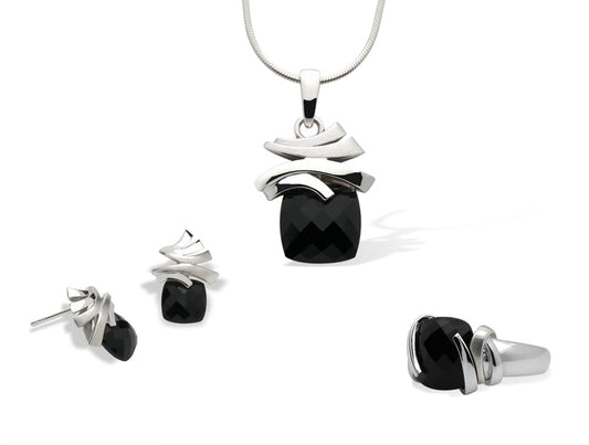 Black Onyx jewelry set in sterling silver