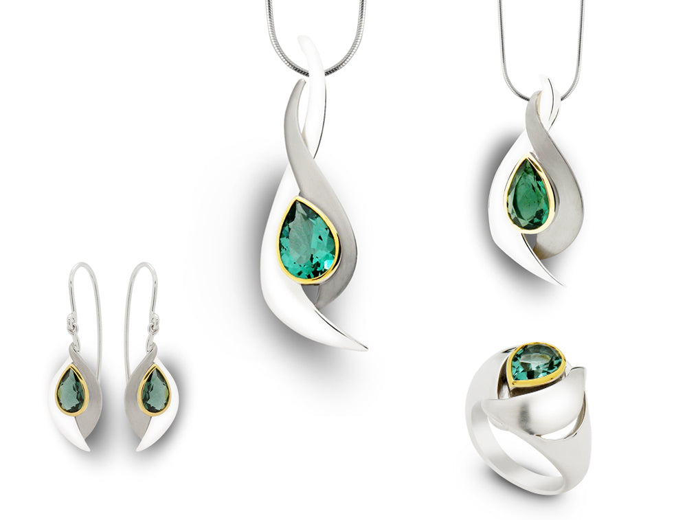 London Blue Topaz and Sky Blue Topaz jewelry set in sterling silver, style SET416 - view 3