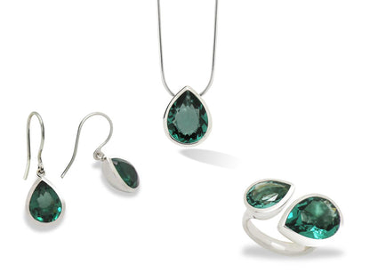 Green Quartz and Sky Blue Topaz jewelry set in sterling silver, style SET480 - view 2