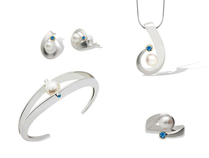 Pearl & Gemstones Set 156 - Pearl / Blue Topaz - Set