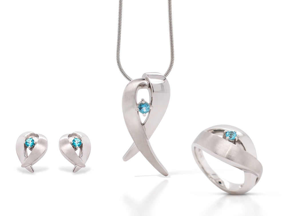 Blue Topaz jewelry set in sterling silver, style SET525