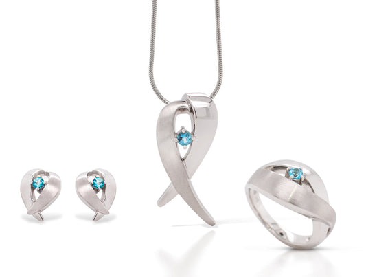 Blue Topaz jewelry set in sterling silver, style SET525