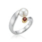 Blue Topaz and Citrine ring in sterling silver, style R6982 - view 2