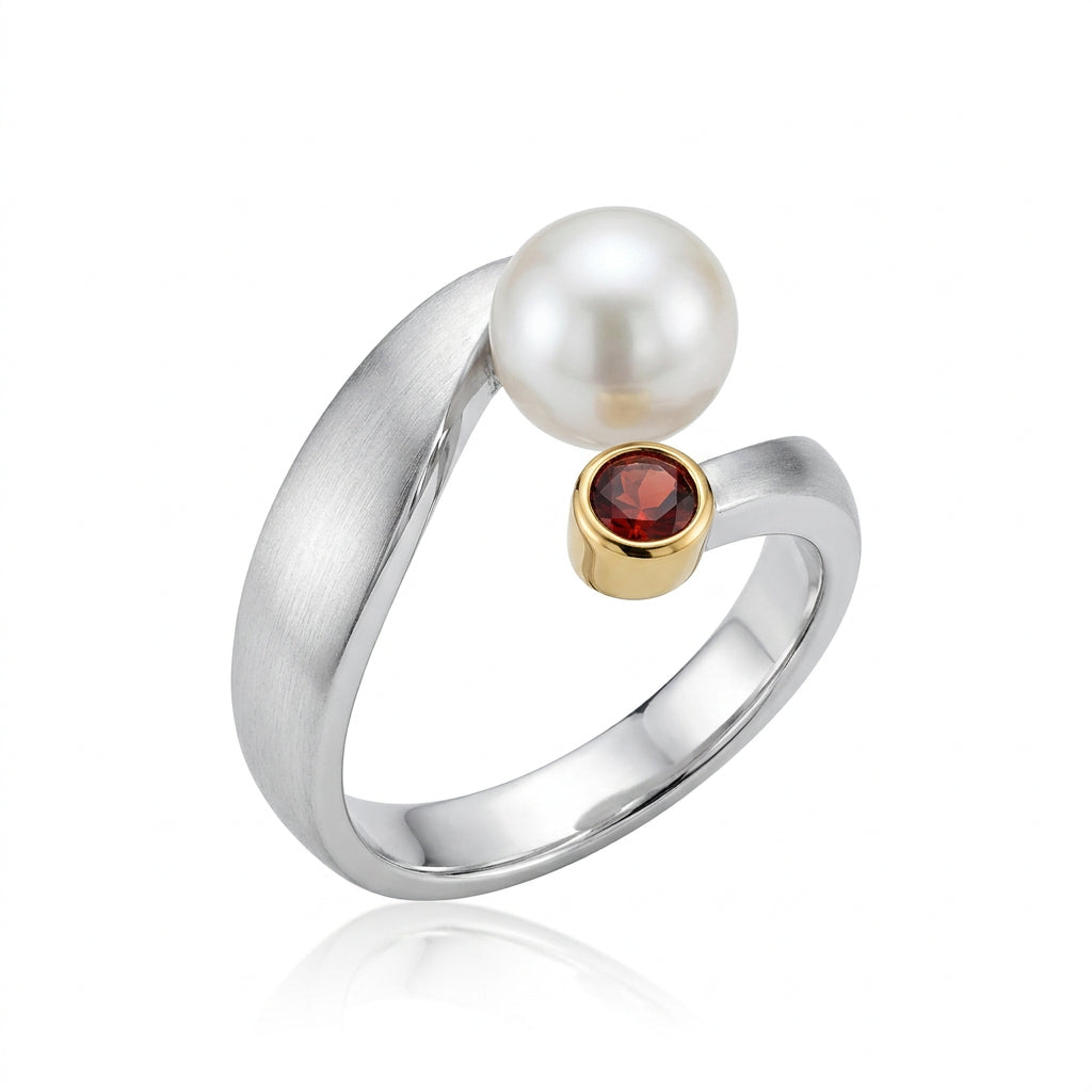 Blue Topaz and Citrine ring in sterling silver, style R6982 - view 2