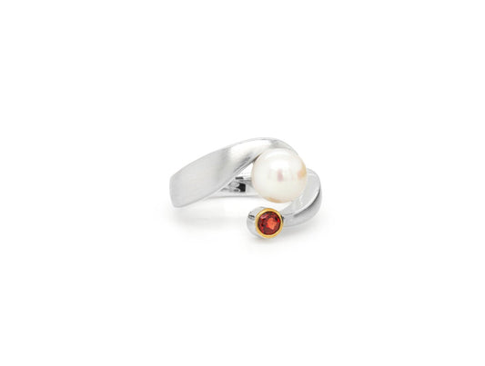 Pearl & Gemstone Ring R6982 - R6982 Pearl w/Garnet - Ring