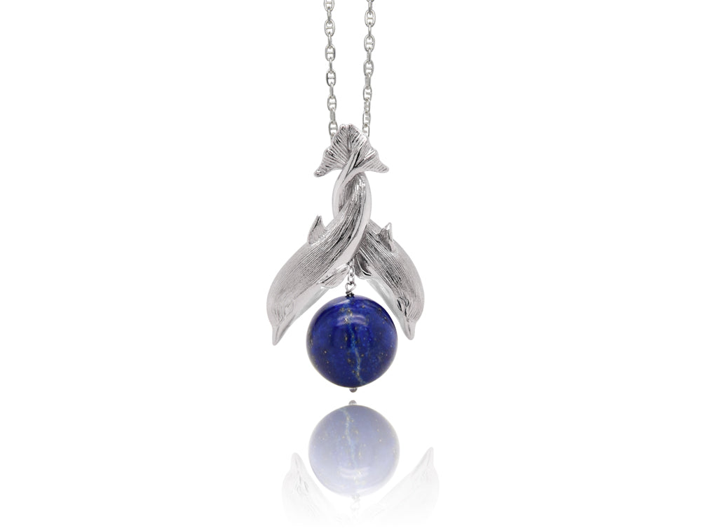Pearl and Lapis Lazuli pendant in sterling silver, style P9089