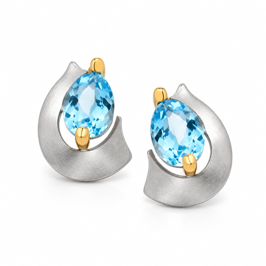 Amethyst and Blue Topaz earrings in sterling silver, style E9300 - view 3