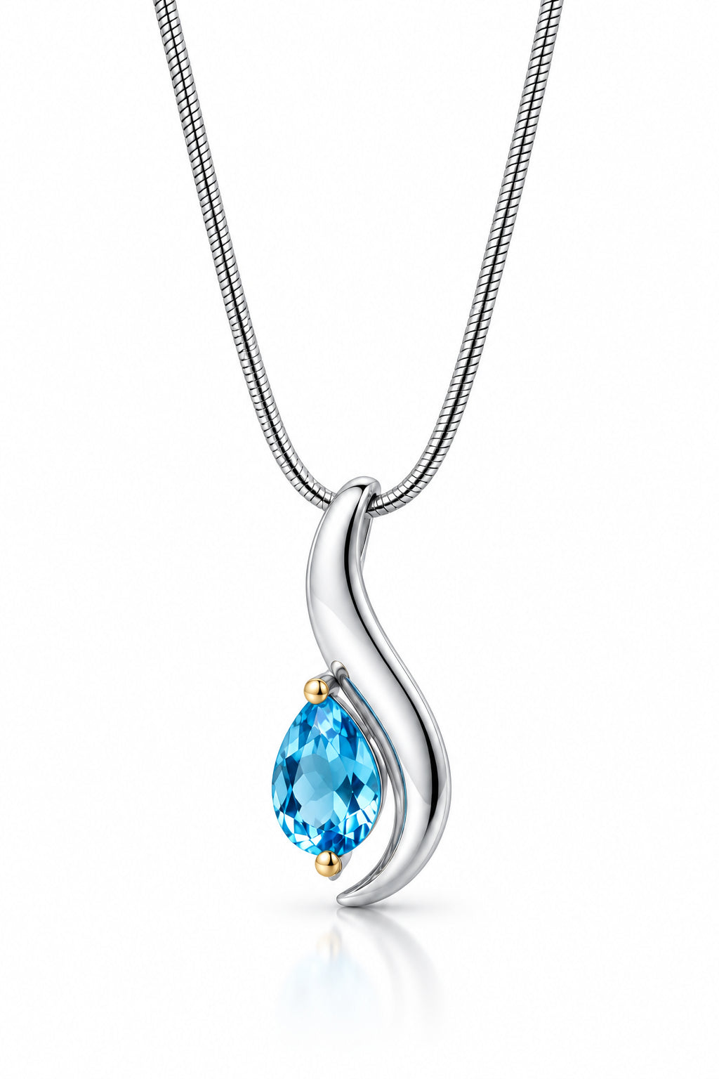 London Blue Topaz and Blue Topaz pendant in sterling silver, style P7310