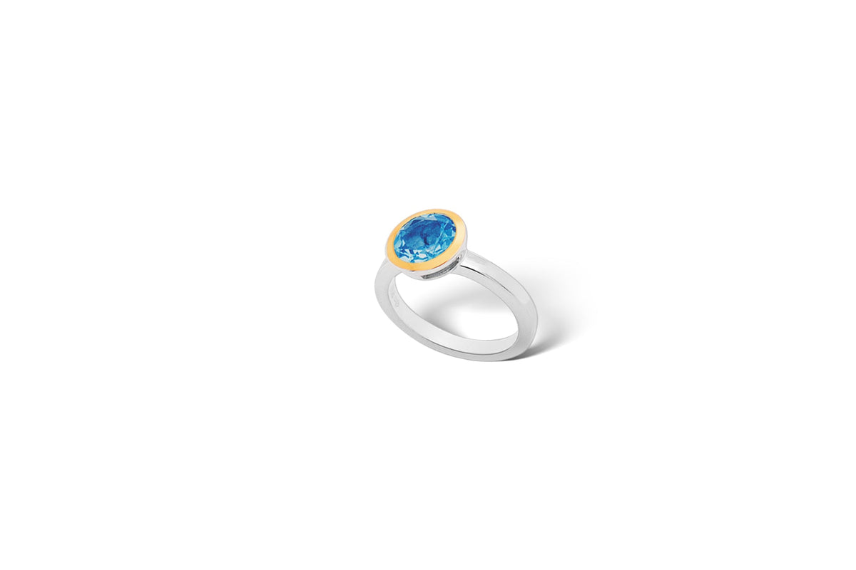 Blue Topaz and Citrine ring in sterling silver - view 5