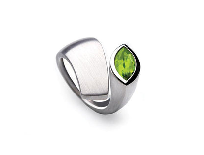 Peridot and Blue Topaz ring in sterling silver, style R3828