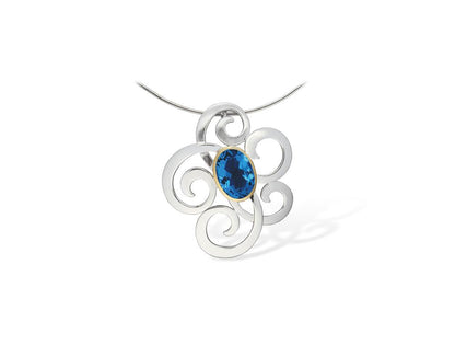Amethyst and Blue Topaz pendant in sterling silver, style P6493