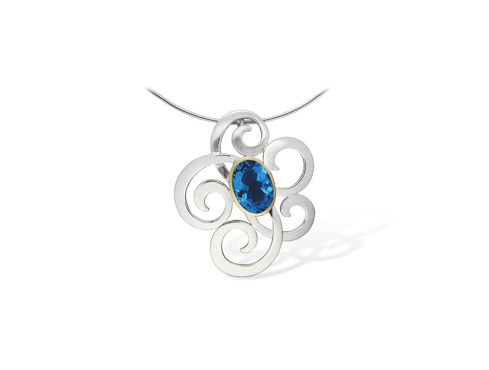 Floral Gemstone Pendant P6493 - P6493 Blue Topaz - Pendant