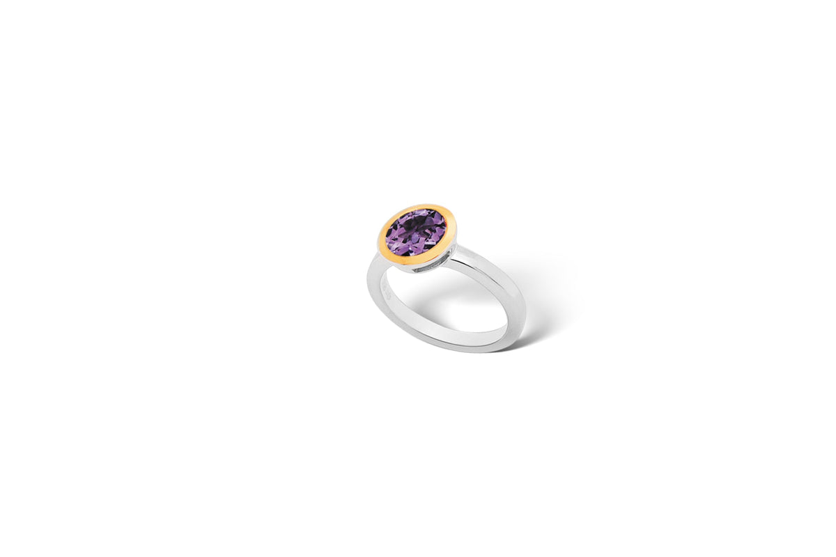 Garnet and London Blue Topaz ring in sterling silver, style R3328 - view 5