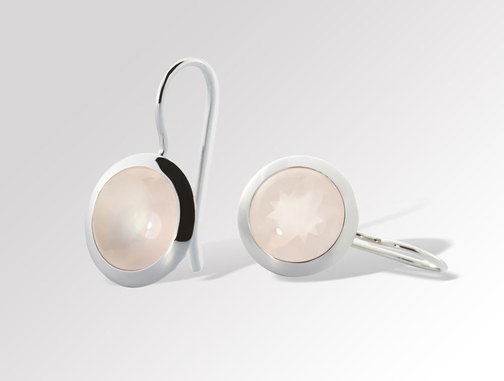 Rose Quartz earrings in sterling silver, style E5492 - view 3