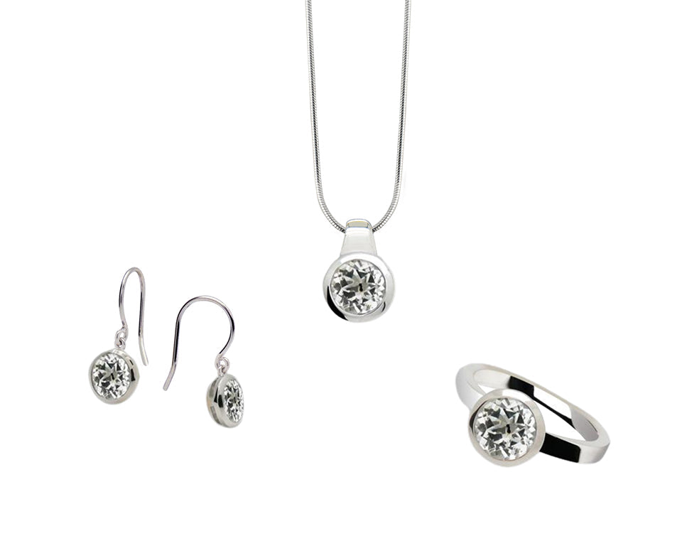 White Topaz jewelry set in sterling silver