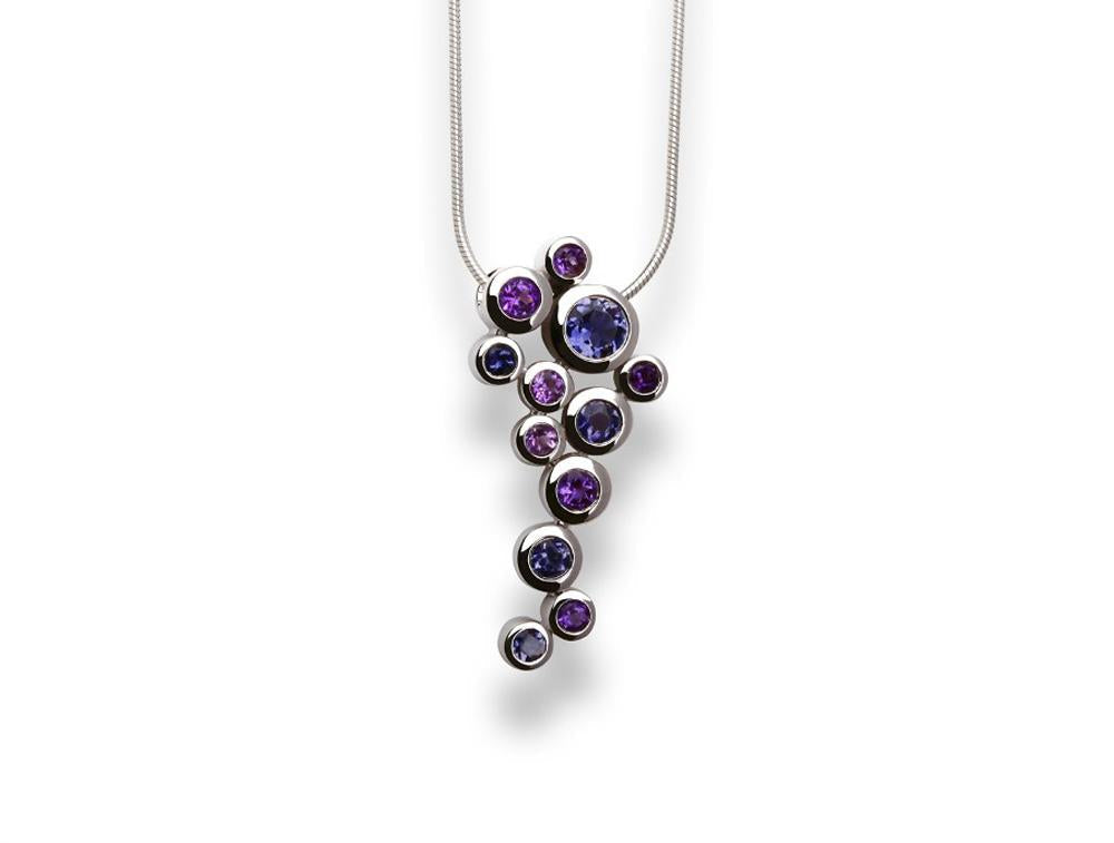 Amethyst and Blue Topaz pendant in sterling silver, style P4538 - view 2