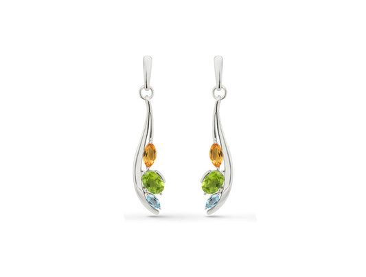 Multi Color Gemstone Earring E9898 - E9898 Peridot / Citrine / Blue Topaz - Earring