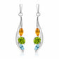 Peridot, Citrine and Blue Topaz earrings in sterling silver, style E9898 - view 3