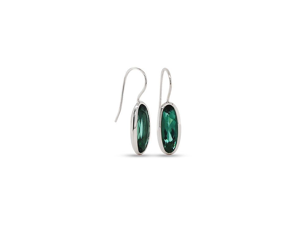 Oversized Oval Gemstone Earrings in 925 Sterling Silver | E5480 - view 2